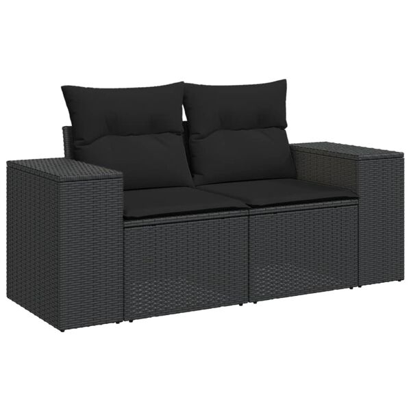 vidaXL Set Divani da Giardino con Cuscini 8 pz Nero in Polyrattan