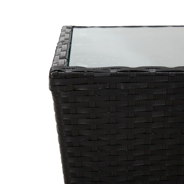 vidaXL Tavolino Nero 41,5x41,5x43 cm in Polyrattan e Vetro Temperato