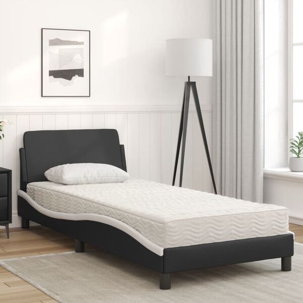 vidaXL Letto con Materasso Dover Nero e Bianco 90x190 cm in Similpelle
