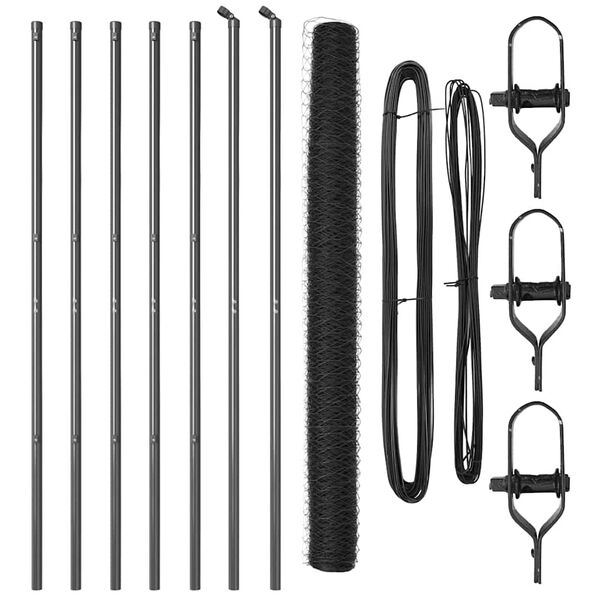 vidaXL Palo della recinzione Grigio 10 x 1,6 m (rete da 36 mm)