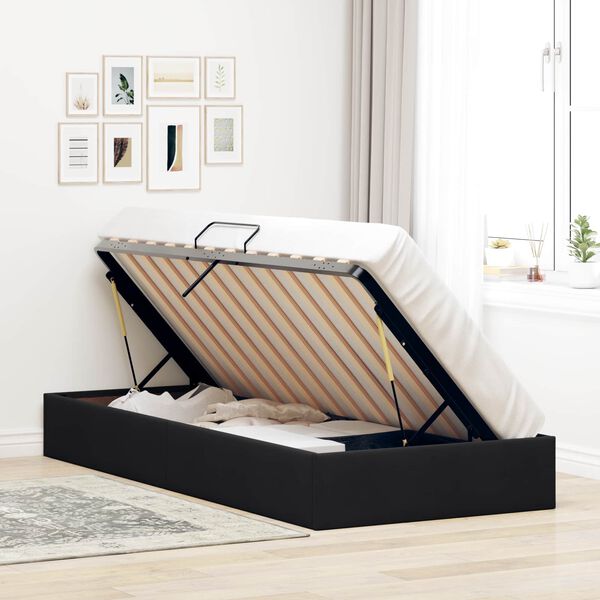 vidaXL Letto con Contenitore con testiera Nero 90 x 190 cm Velluto