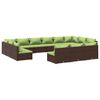 vidaXL Set Divani da Giardino 13 pz con Cuscini in Polyrattan Marrone