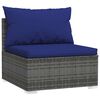 vidaXL Divano Centrale da Giardino con Cuscini in Polyrattan Grigio