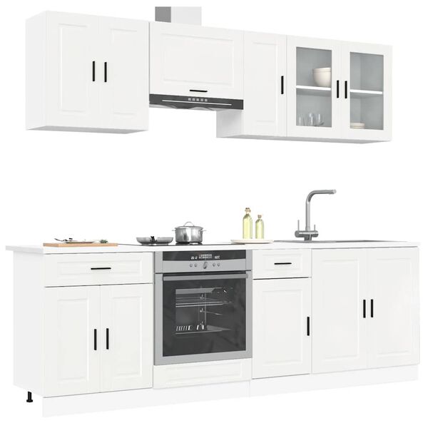 vidaXL Set Mobili da Cucina 8 pz Kalmar Bianchi Lucido in Truciolato