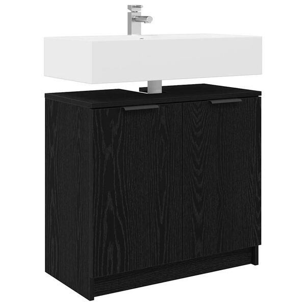 vidaXL Mobile da Bagno con porta Rovere Nero 64,5 x 33,5 x 59 cm
