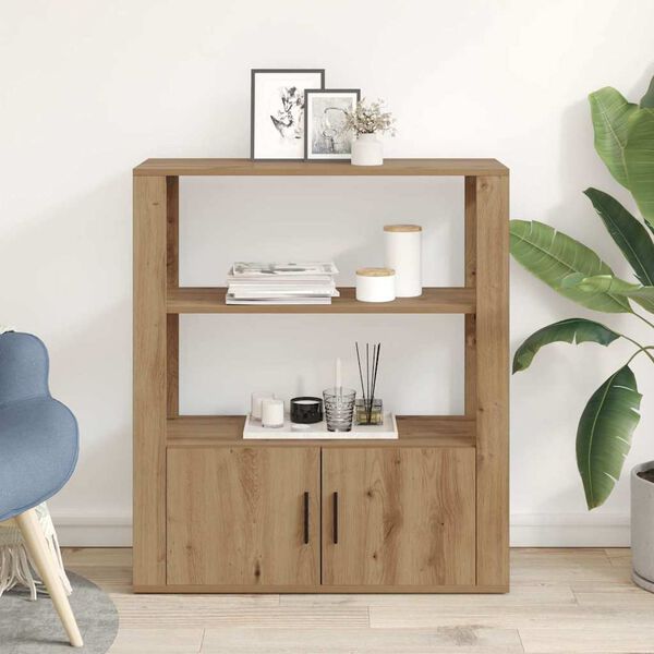 vidaXL Credenza rovere artigianale 30 x 80 x 90 cm Legno multistrato