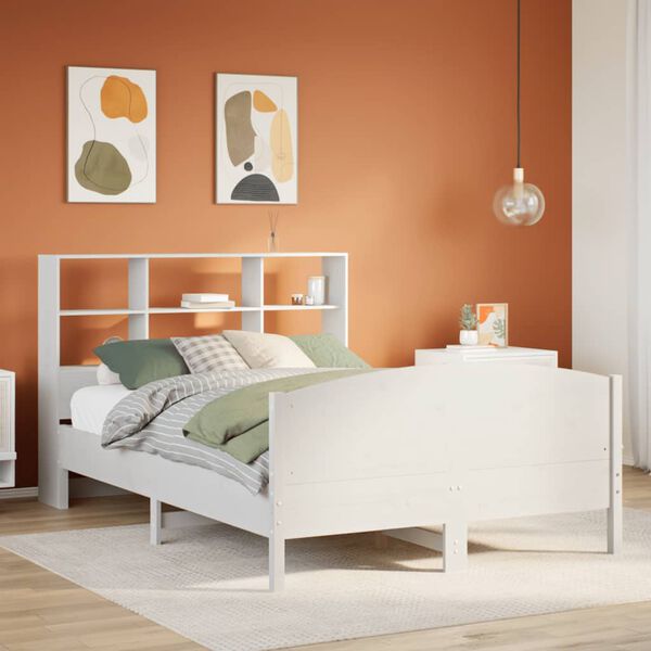 vidaXL Letto Libreria senza Materasso Bianco 140x190 cm Legno di Pino