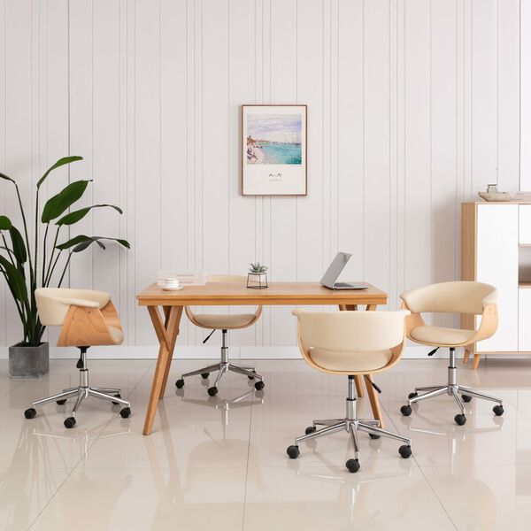 vidaXL Sedie da Pranzo Girevoli 4 pz Crema in Similpelle