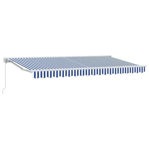 vidaXL Tenda Retrattile Blu e Bianco 350 x 200 cm Alluminio e Tessuto
