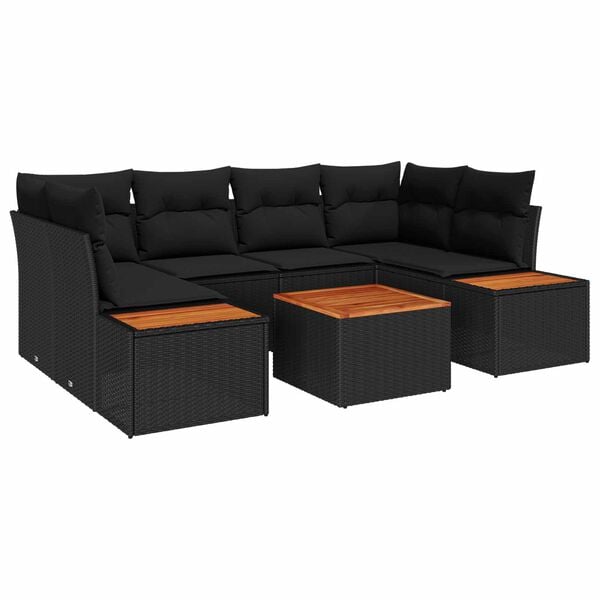 vidaXL Set Divano da Giardino con cuscino 6 pcs Nero Poly Rattan