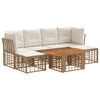vidaXL Set Divano da Giardino 7 pz Naturale e Bianco Crema polyrattan