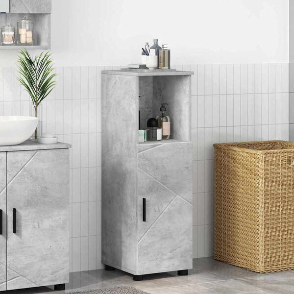 vidaXL Mobile da Bagno con porta Grigio cemento 30 x 35 x 95 cm