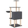 vidaXL Albero per Gatti con Tiragraffi in Sisal Grigio Scuro 132 cm