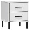 vidaXL Comodino con Gambe in Metallo Bianco Legno Massello Pino OSLO