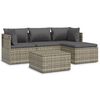 vidaXL Set Divani da Giardino 5 pz con Cuscini in Polyrattan Grigio