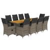 vidaXL Set Bistr&ograve; da Giardino 11 pz con Cuscini in Polyrattan Grigio