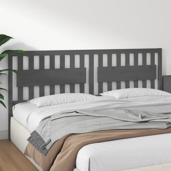 vidaXL Testiera per Letto Grigia 205,5x4x100 cm Legno Massello di Pino