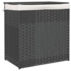 vidaXL Cesto Portabiancheria 2 Sezioni Grigio 53x35x57 cm Polyrattan