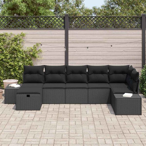 vidaXL Set di divani con cuscino 7 pcs polyrattan