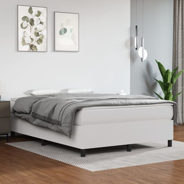 vidaXL Struttura Letto a Rete a Molle Bianco 140x200 cm in Similpelle