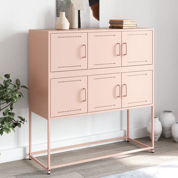 vidaXL Credenza Rosa 100,5x39x107 cm in Acciaio