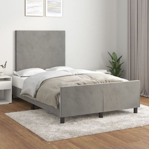 vidaXL Giroletto senza Materasso Grigio Chiaro 120x200 cm Velluto
