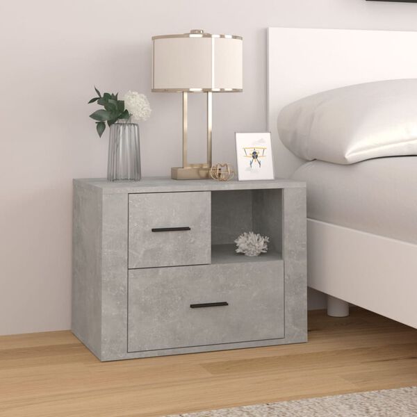 vidaXL Comodino Grigio Cemento 60x36x45 cm in Legno Multistrato