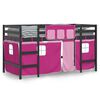 vidaXL Letto a Soppalco con Tende Bambini Rosa 90x200 cm Massello Pino