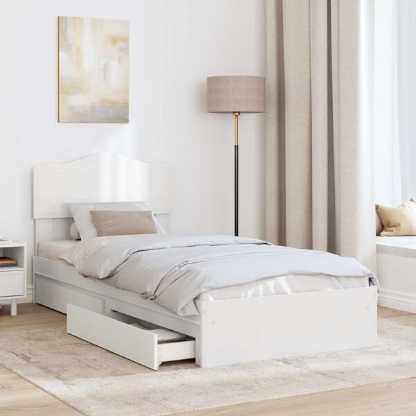 vidaXL Letto con Contenitore Bianco 90 x 200 cm Legno multistrato