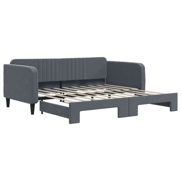 vidaXL Divano Letto con Letto Estraibile Grigio Scuro 90x190cm Velluto
