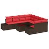 vidaXL Set Divano da Giardino con cuscino 9 pcs Marrone polyrattan