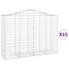 vidaXL Cesti Gabbioni ad Arco 15 pz 200x50x140/160 cm Ferro Zincato
