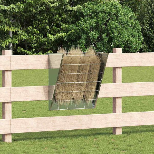 vidaXL Mangiatore Appeso per Fieno Argento 61 x 33 x 66 cm