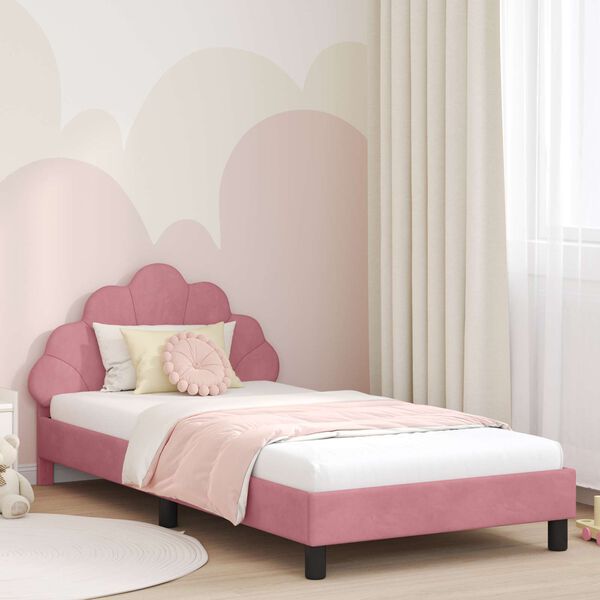 vidaXL Struttura letto bambini con testata Rosa 80 x 200 cm Velluto