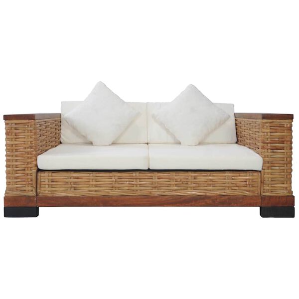 vidaXL Set di Divani 2 pz con Cuscini in Rattan Naturale Marrone