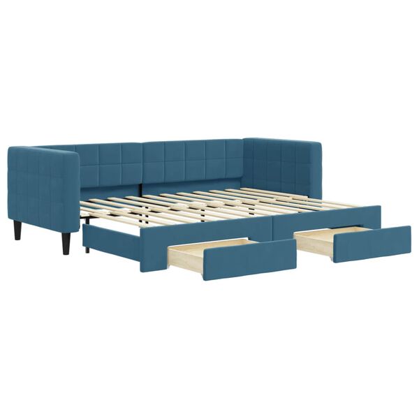 vidaXL Divano Letto Estraibile con Cassetti Blu 80x200 cm in Velluto