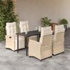 vidaXL Set da Pranzo da Giardino 5 pz con Cuscini Beige in Polyrattan