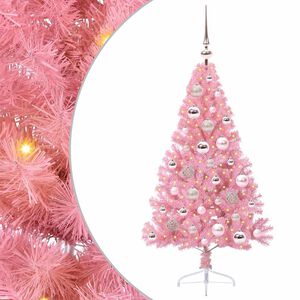 vidaXL Albero di Natale artificiale con luci integrate Rosa 120 cm PVC
