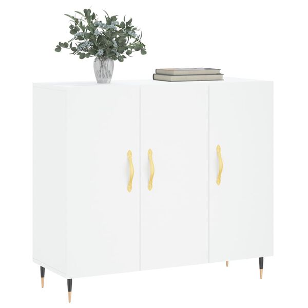 vidaXL Credenza Bianca 90x34x80 cm in Legno Multistrato