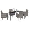 vidaXL Set da Pranzo per Giardino con cuscino 5 pcs Grigio polyrattan