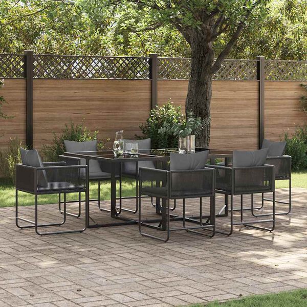 vidaXL Set da Pranzo per Giardino 7 pcs Nero Acciaio