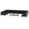vidaXL Divani da Giardino 10 pz con Cuscini in Polyrattan Grigio Scuro
