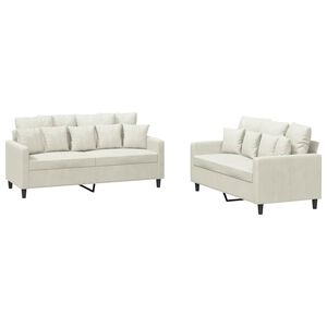 vidaXL Set di Divani 2 pz con Cuscini Crema in Velluto