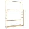 vidaXL Appendiabiti con Ripiani e Ruote 90x35x155 cm in Bamb&ugrave;
