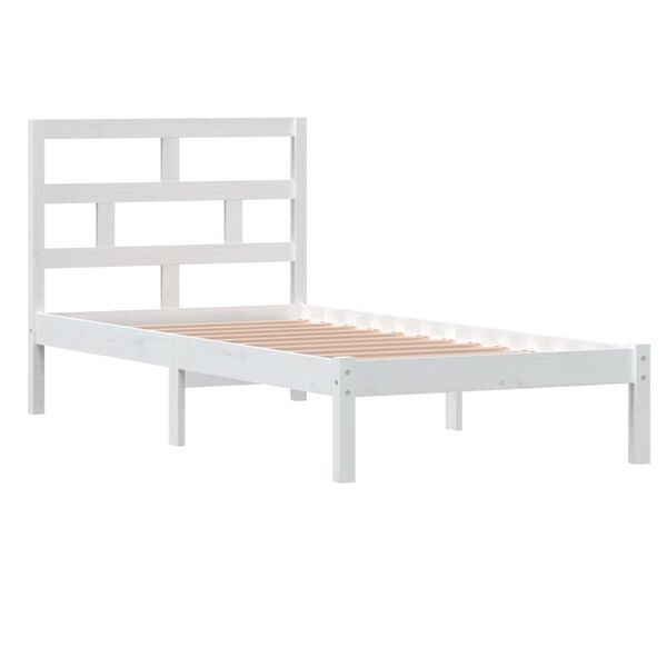 vidaXL Giroletto Bianco 90x190 cm Single in Legno Massello