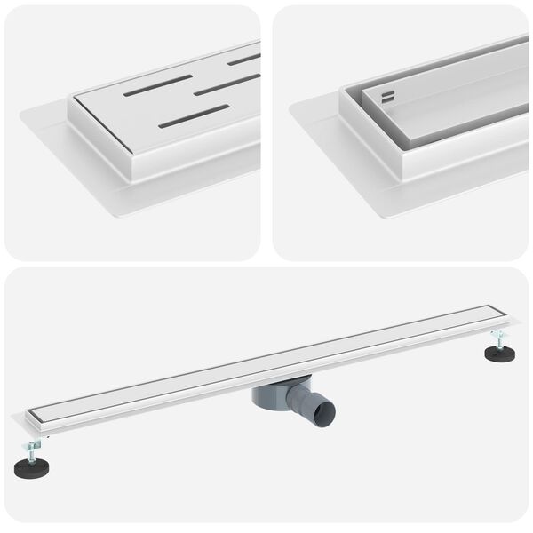 vidaXL Scarico doccia 2-in-1 con sifone a 360&deg; Argento 100 cm