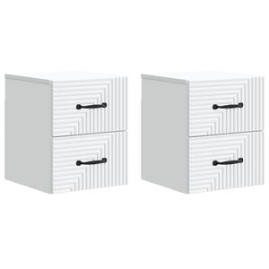 vidaXL Mobiletto da notte a muro 2 pcs Bianco 34,5 x 33 x 40 cm