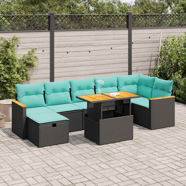 vidaXL Set Divano da Giardino 8pz con Cuscini Grigio Polyrattan Acacia