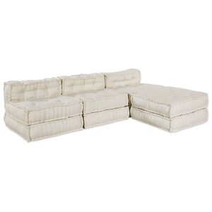 vidaXL Unit&agrave; di Divano Modulare Tessuto Crema 210 x 140 x 56 cm