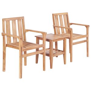 vidaXL Set da Bistrò 3 pz in Legno Massello di Teak